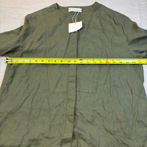 Everlane Linen Tunic Top Olive Green Short Sleeve Relaxed Fit Womens Size M - Picture 5 of 11